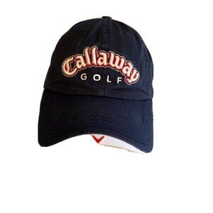Callaway Navy Blue Adjustable Golf Cap With Embroidered Logo & American Flag Det